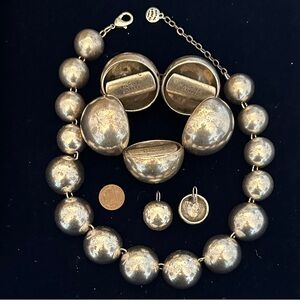 Metal Pointu’s Paris Silver Jewelry Set Large Half Dome Bubble Design